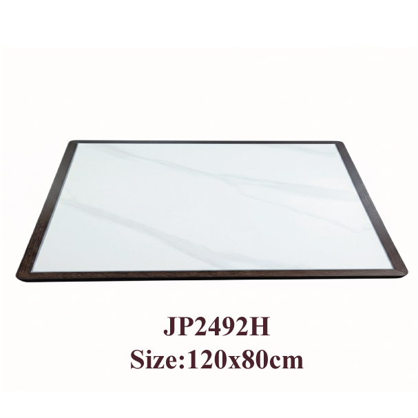 Jilphar Furniture Elegant Sintered Stone Rectangular Tabletop with Solid Wood Trim JP2492H