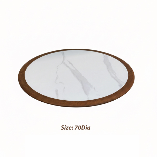Jilphar Furniture Premium Sintered Stone Round Tabletop with Wood Veneer Trim JP2497A