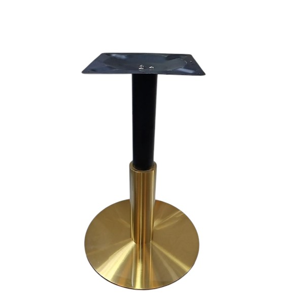 Jilphar Furniture Modern Dual Tone Brass-Finish and Powder Coated Metal Table Base – Round Bottom with Square Mounting Plate JP3092