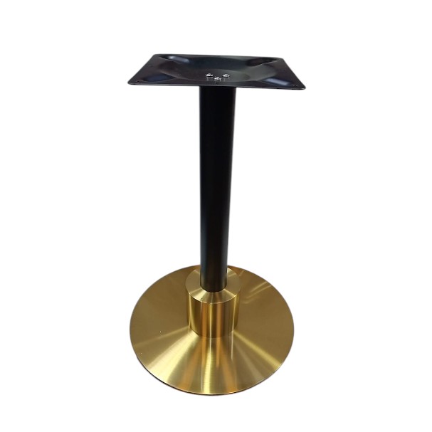 Jilphar Furniture Modern Dual Tone Brass-Finish and Powder Coated Metal Table Base – Round Bottom with Square Mounting Plate JP3093