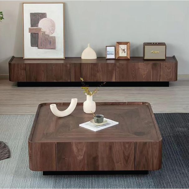 Jilphar Furniture Modern Living Room Furniture Square  Coffee Table with Walnut Bark Wood Frame JP4056