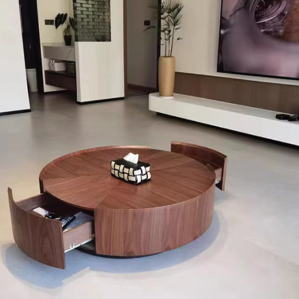 Jilphar Furniture High Quality Custom Luxury Center Indoor Nature Wood Durable Round Coffee Table JP4059