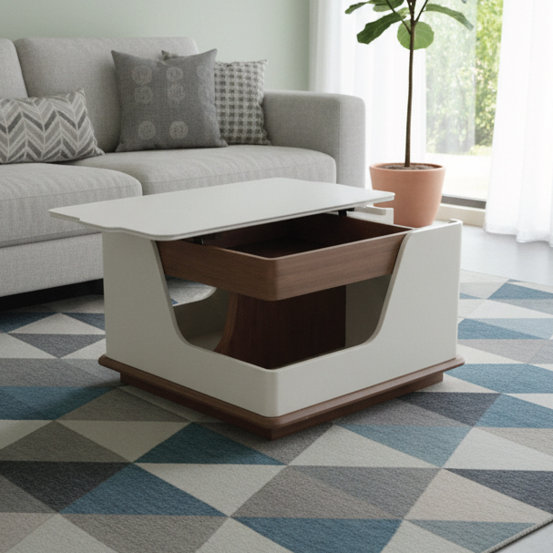 Jilphar Furniture Modern Fiber-Wooden Coffee Table with Lift-Top Storage JP4061