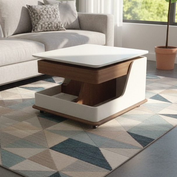 Jilphar Furniture Modern Fiber-Wooden Coffee Table with Lift-Top Storage JP4061