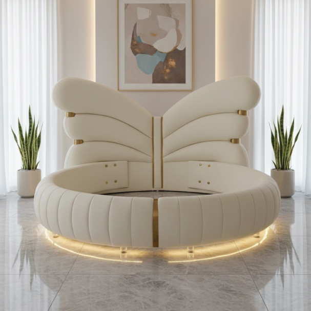 Jilphar Furniture Modern Sculptural Platform Bed Frame JP6663