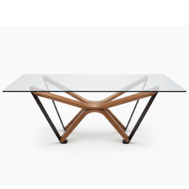 Jilphar Furniture Architectural Glass-Top Dining Table JP7034
