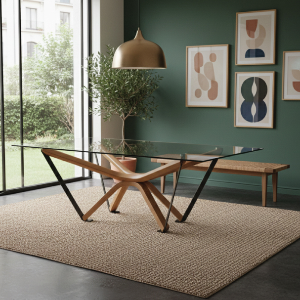 Jilphar Furniture Architectural Glass-Top Dining Table JP7034