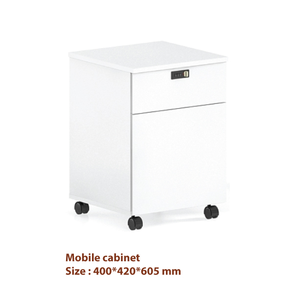 Jilphar Furniture White 2-Drawer Mobile Cabinet with Wheels JP7051