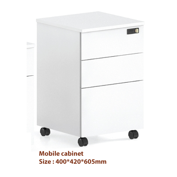 Jilphar Furniture White 3-Drawer Mobile Cabinet with Wheels JP7052